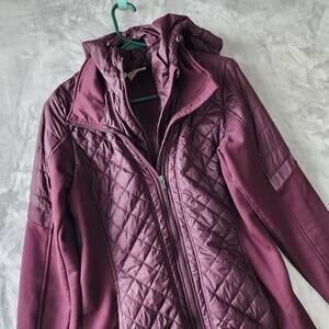Athleta Puffer Jacket Womens Size Small Zip Hood Thumb Holes Rock Springs CYA